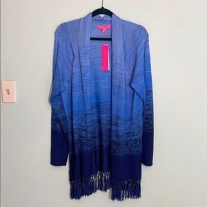 Lilly Pulitzer Tatum Ombré Cardigan Blue Thistle Marled Ombré NWT XXL